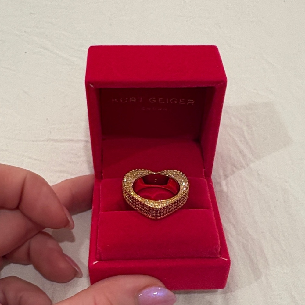 Kurt Geiger Red and Gold Heart Ring